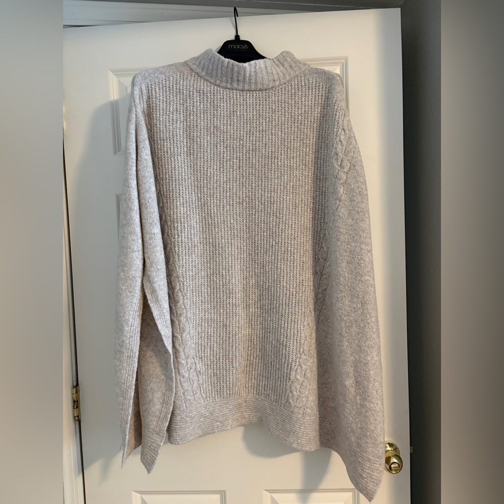 Time and Tru Light Tan Turtleneck Poncho